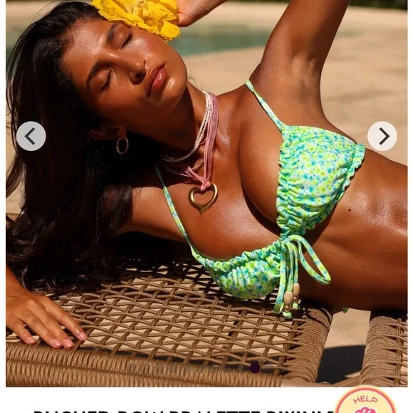 Kulani Kinis- RUCHED BOW BRALETTE BIKINI TOP - APPLE BLOSSOM - Picture 1 of 5